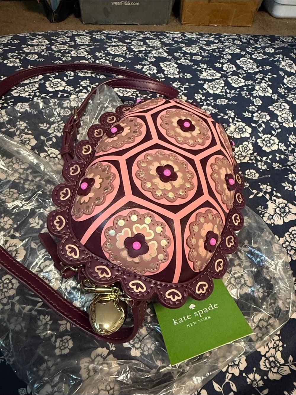 kate spade pink and burgundy floral medallion crossbody